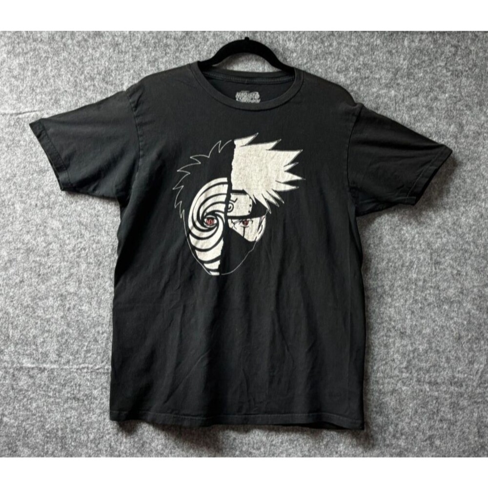 Naruto Shippuden Kakashi Obito Mens M Black Anime T Shirt Ripple Junction